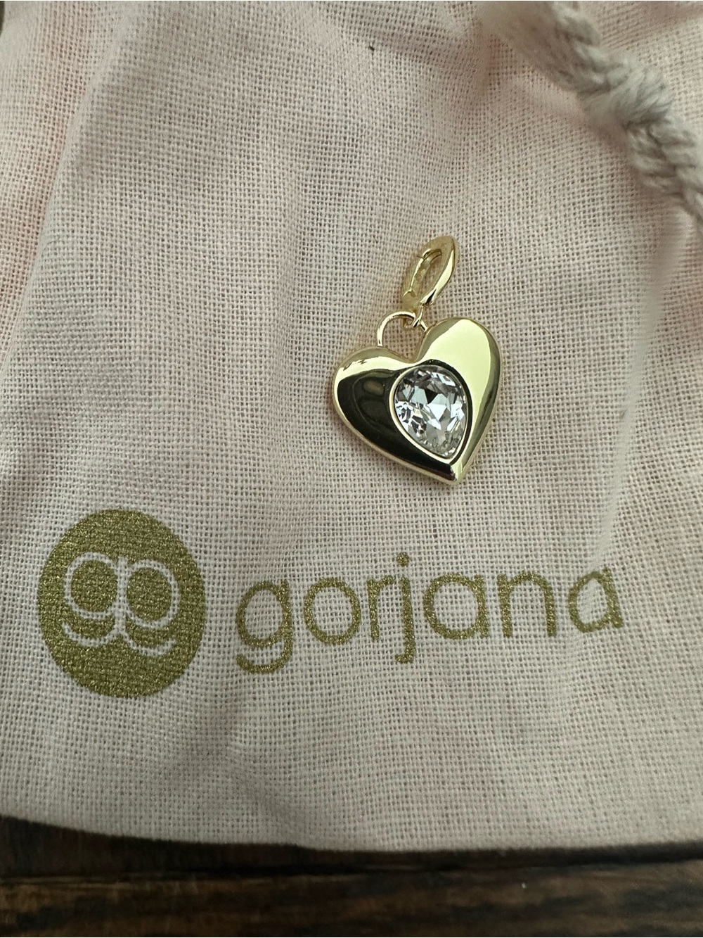 Gorjana Gold Heart Pendant with Clear Crystal Accent